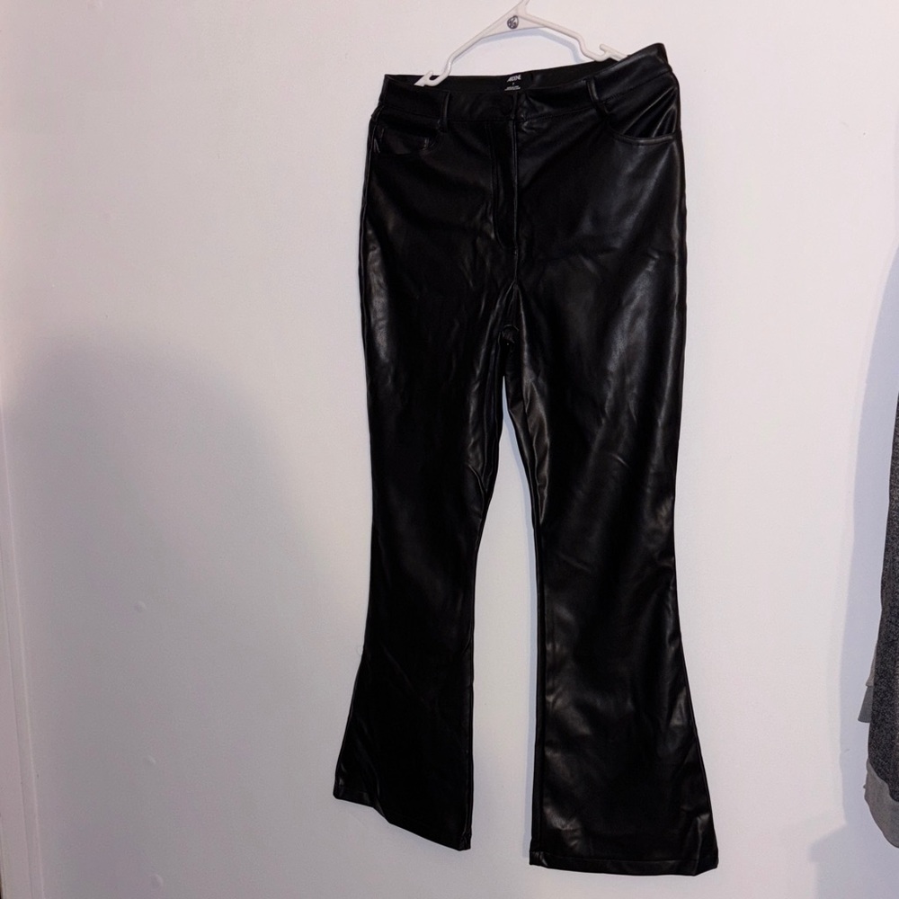 Ardene Black Flare Faux Leather Pants